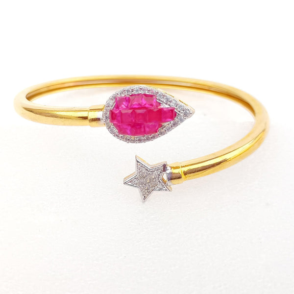 Handmade Ruby CZ Gold Plated Bangle | Bollywood Indian Bracelet | Bridal Wedding Statement Bangle | Ethnic Party Wear Jewelry | Gift for Her