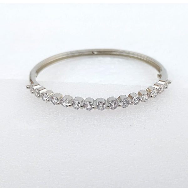 Handmade CZ Diamond Bangle | White Gold Plated Bollywood Bracelet | Bridal Wedding Statement Bangle |Indian Party Wear Jewelry |Gift for Her