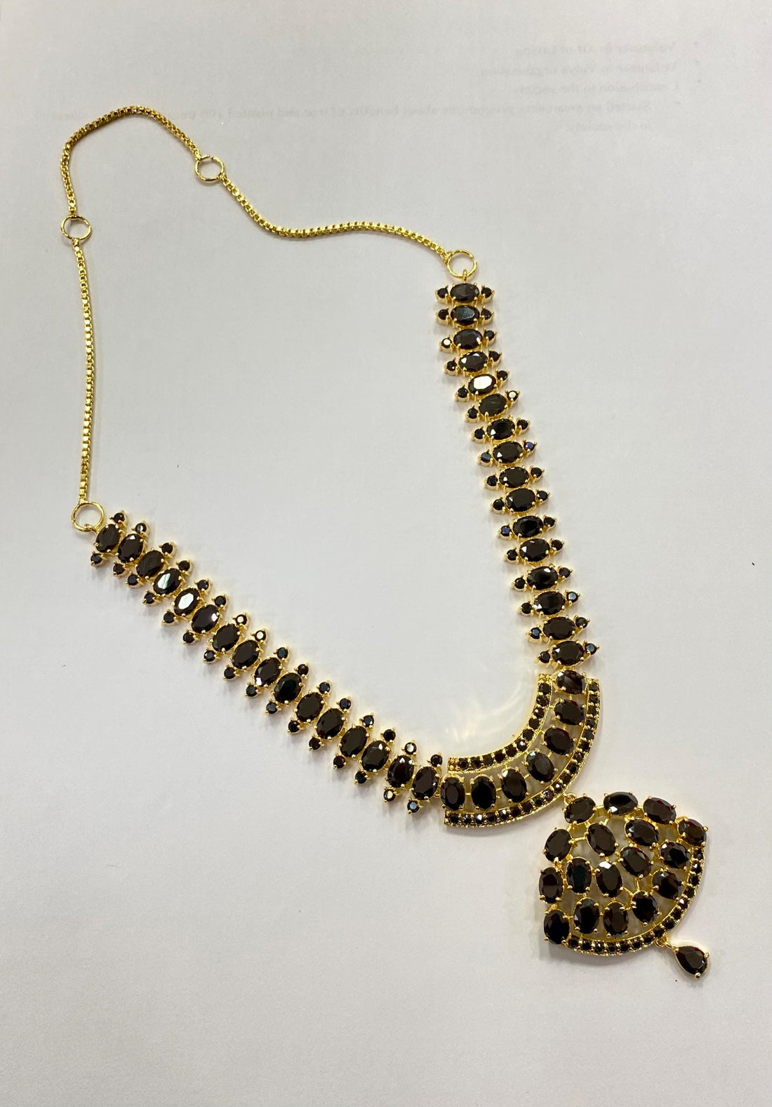 Black Onyx Necklace | 22K Gold Plated Bold Jewelry | Handcrafted Black Stone Artisan Necklace | Elegant Party Necklace | Gift for Women — 6