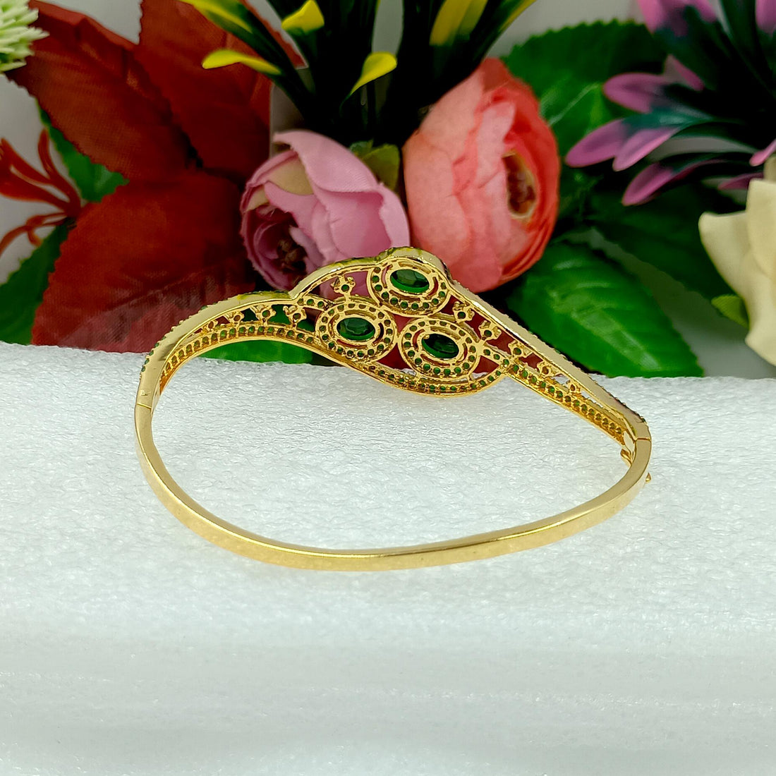 Gold Plated Emerald Bangle: Indian Wedding Jewelry — 4