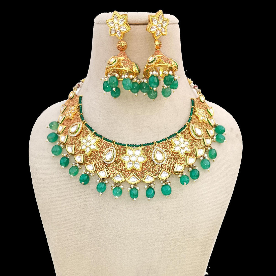 Kundan Meena Traditional Polki Indian Wedding Necklace | Gold Plated Bridal Jewellery | Ethnic Necklace | Reception Wear | Gift for Her — 2