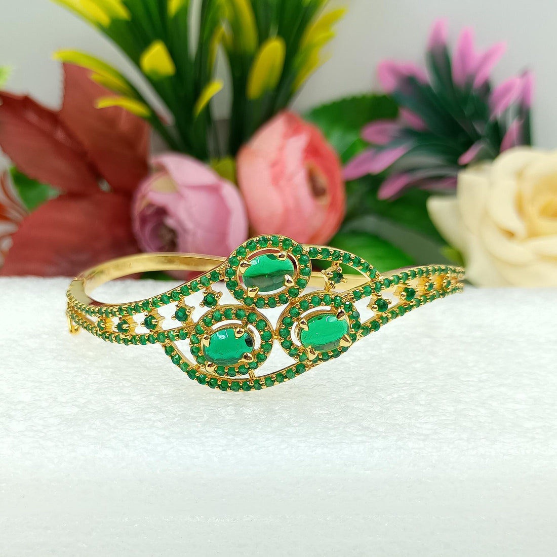 Gold Plated Emerald Bangle: Indian Wedding Jewelry — 3