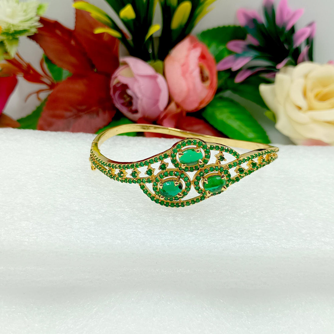 Gold Plated Emerald Bangle: Indian Wedding Jewelry — 2