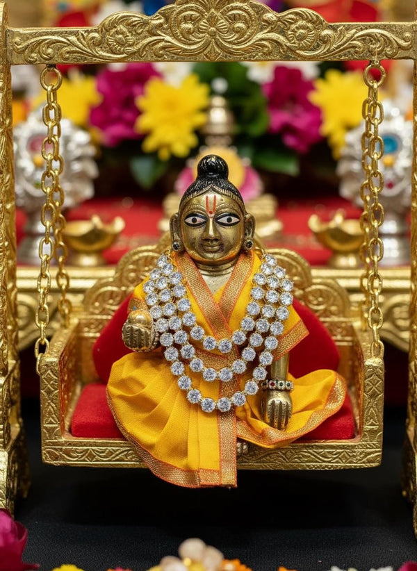 Laddu Gopal necklace, Krishna necklace, ruby necklace, handmade necklace, krishna accessories, laddu Gopal jewellery