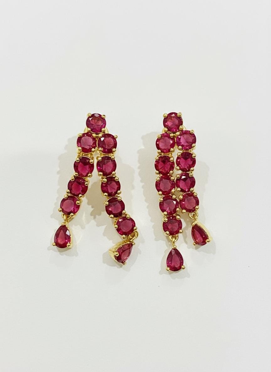Ruby & Rose Quartz Necklace Set for Women | 22K Gold Plated Wedding Bridal Jewellery | Traditional Indian Party Wear Necklace |Gift for Her — 3