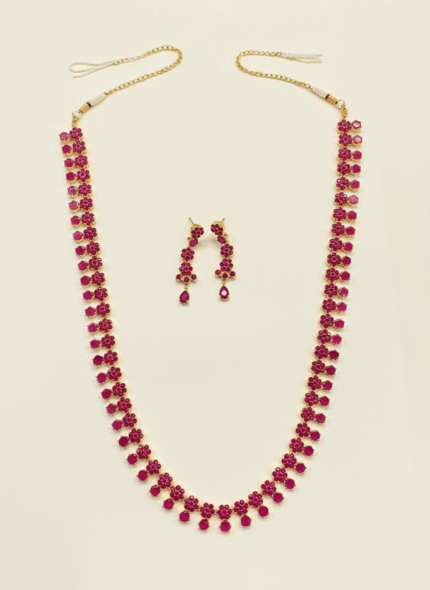 Long Ruby Haar Necklace 22k Gold Plated Necklace Wedding jewelry, Long Haram Necklace — 3