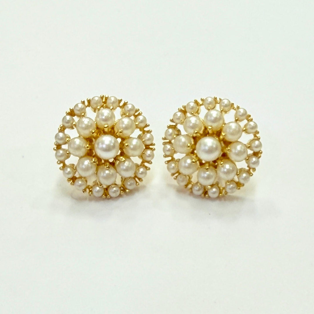 Gold Pearl earring stud, Flower stud earring, Fresh water pearl studs, Dainty Studs Jewelry — 5