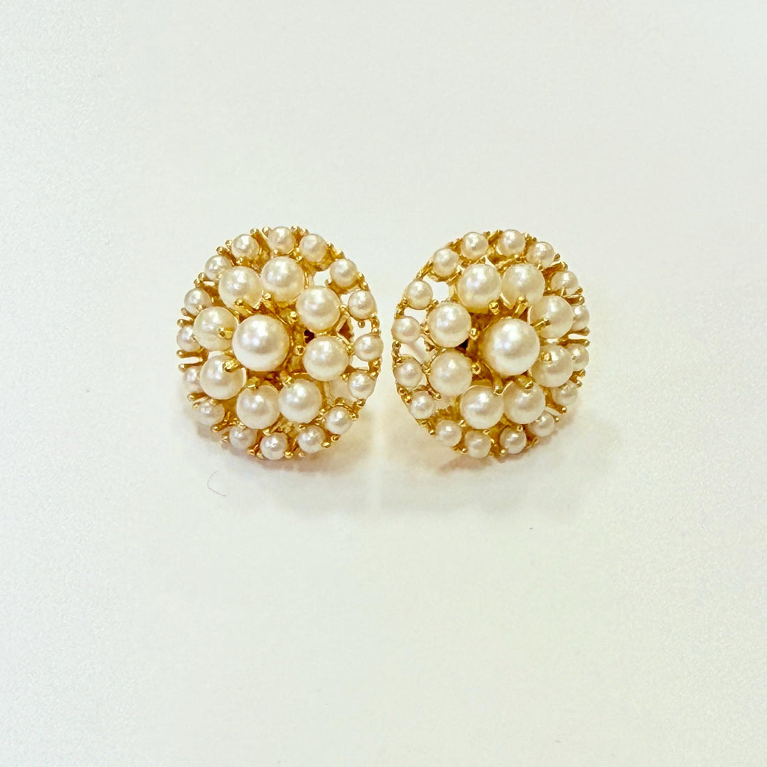 Gold Pearl earring stud, Flower stud earring, Fresh water pearl studs, Dainty Studs Jewelry — 6