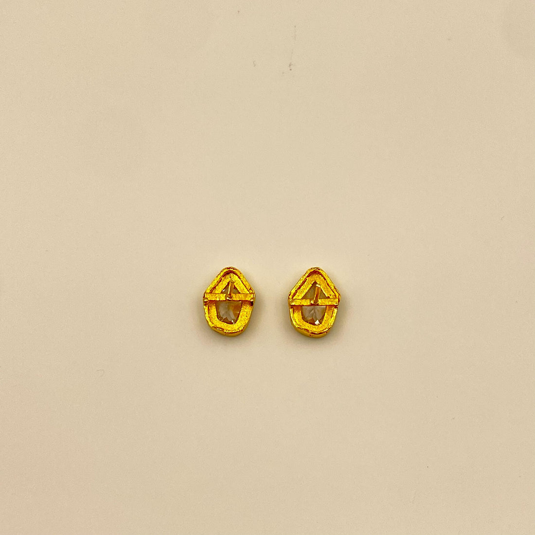 Polki Small Stud Earrings with Green Meenakari Enamel, Gold Plated Indian Earrings, Ethnic Jaipur Jewelry, Handmade Bridal Studs for Women β 5