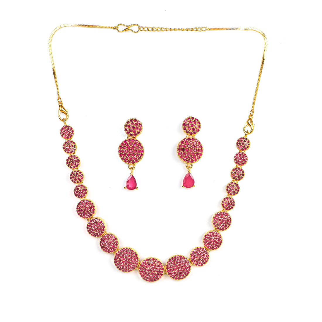 22K Gold Plated Ruby Handmade Choker Necklace | European Statement Jewelry | Elegant Party Bridal Wedding Necklace | South Indian Jewelry — 3