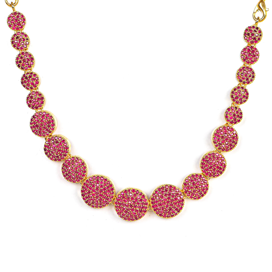 22K Gold Plated Ruby Handmade Choker Necklace | European Statement Jewelry | Elegant Party Bridal Wedding Necklace | South Indian Jewelry — 4