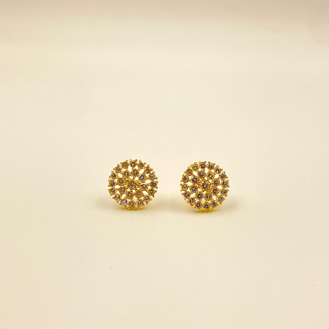 Round Stud Earrings Set | Pearl, Ruby & CZ Stone Earrings | Gold Plated Handmade Gemstone Jewelry — 8