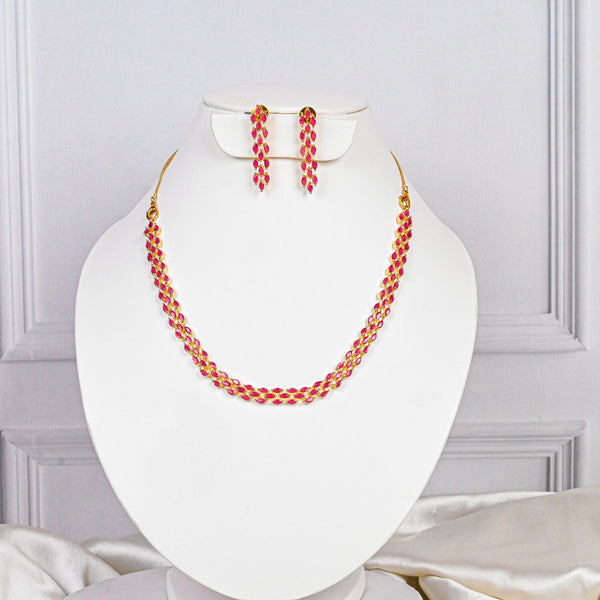 Marquise Stone Ruby Jewellery Set for Women | Statement Necklace with Earrings | Necklace Set | Traditional Ethnic Jewellery | Gift for Her