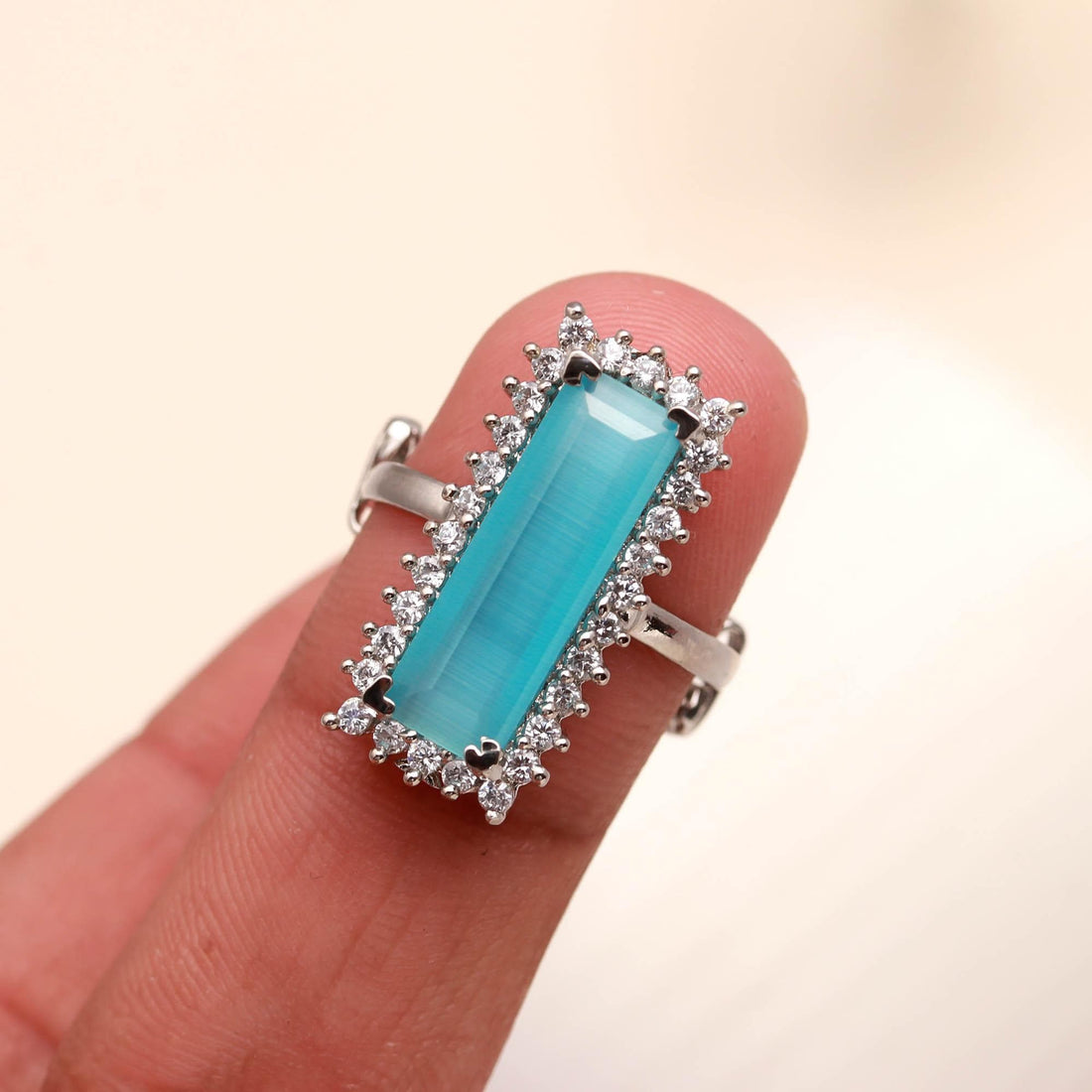 Baguette Stone Stacking Ring – Simple & Chic Design | Baguette Gemstone Ring – Modern Engagement or Promise Ring | Birthstone Baguette Ring — 2