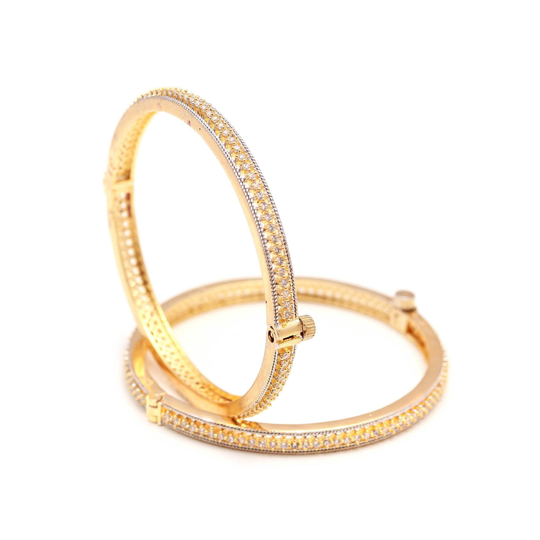 Elegant Gold Plated Bangles | Sparkling CZ Stone Bangles | Indian Bridal Jewelry | Traditional Kada Bracelet | Women’s Fashion Jewelry Gift — 2