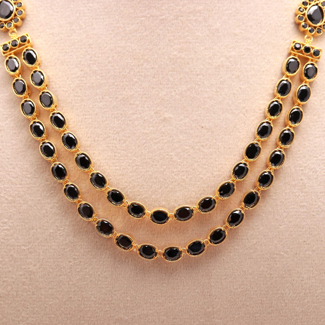 22K Gold Plated Black Onyx Necklace Set Jewelry |Teardrop Onyx Pendant Necklace with Matching Earrings | Wedding Jewelry Statement — 3