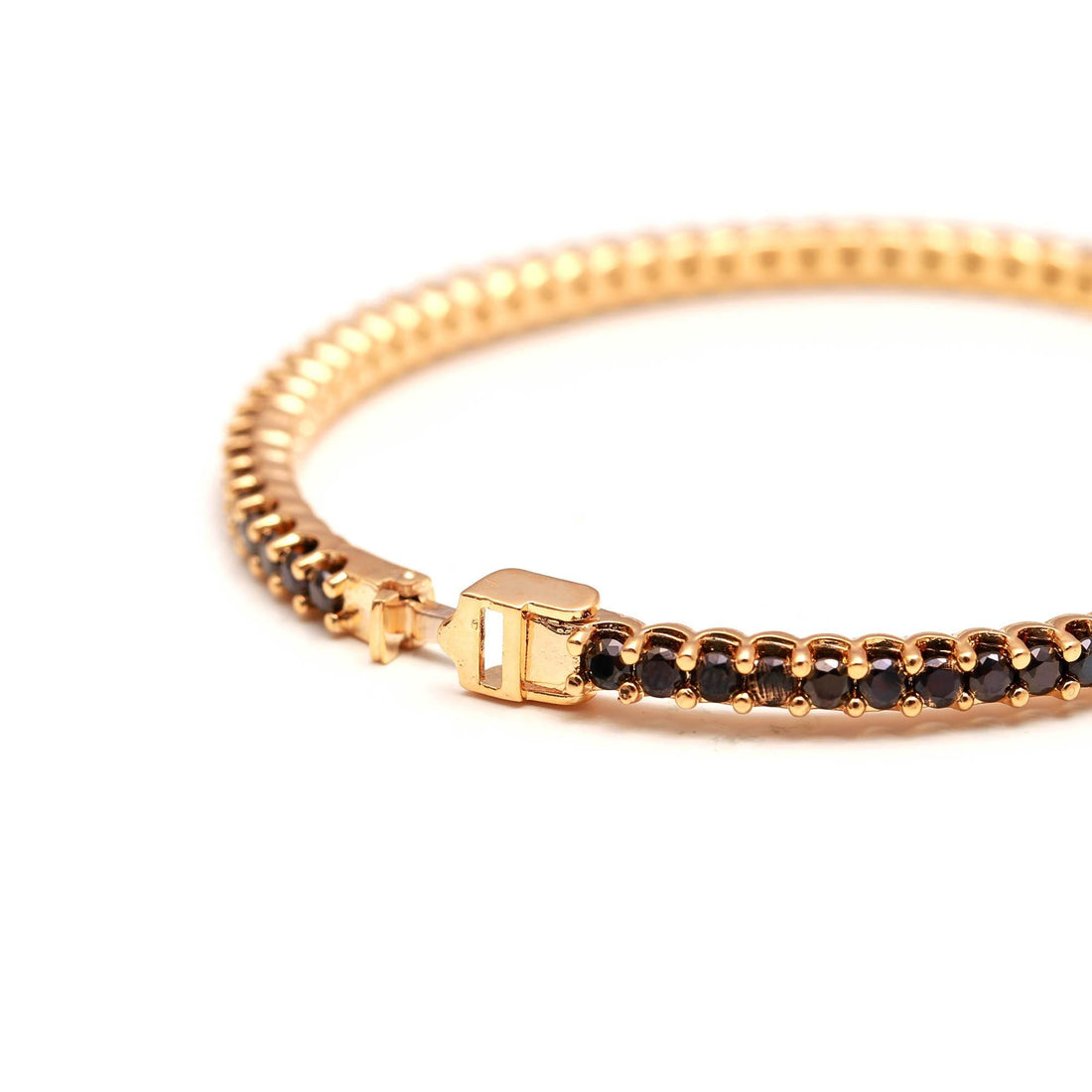 Black Onyx Bangle Bracelet | Elegant Gold-Tone Gemstone Bangle | Gold Plated Black Onyx Bracelet – Minimalist Gemstone Bangle — 4