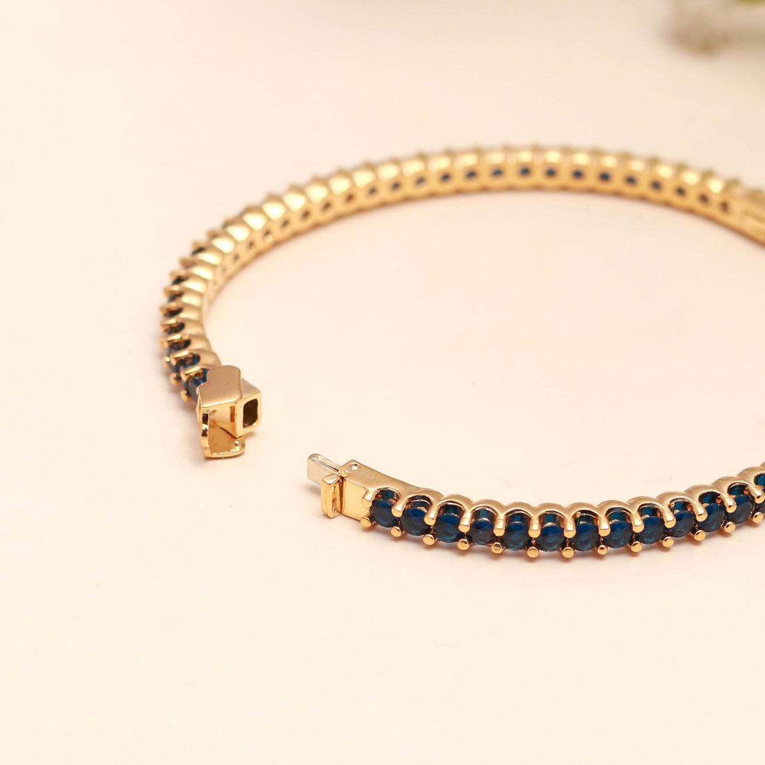 Blue Sapphire Gold Bracelet | Gift For Her | Elegant Royal Gemstone Bracelet for Women | Minimalist Gemstone Jewelry — 4