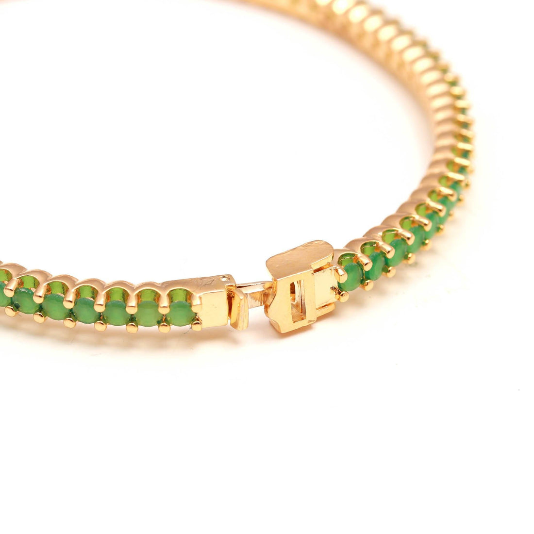 Green Onyx Gemstone Openable Tennis Bracelet- Gold Plated Dainty lightweight Jewelry bracelet — 4