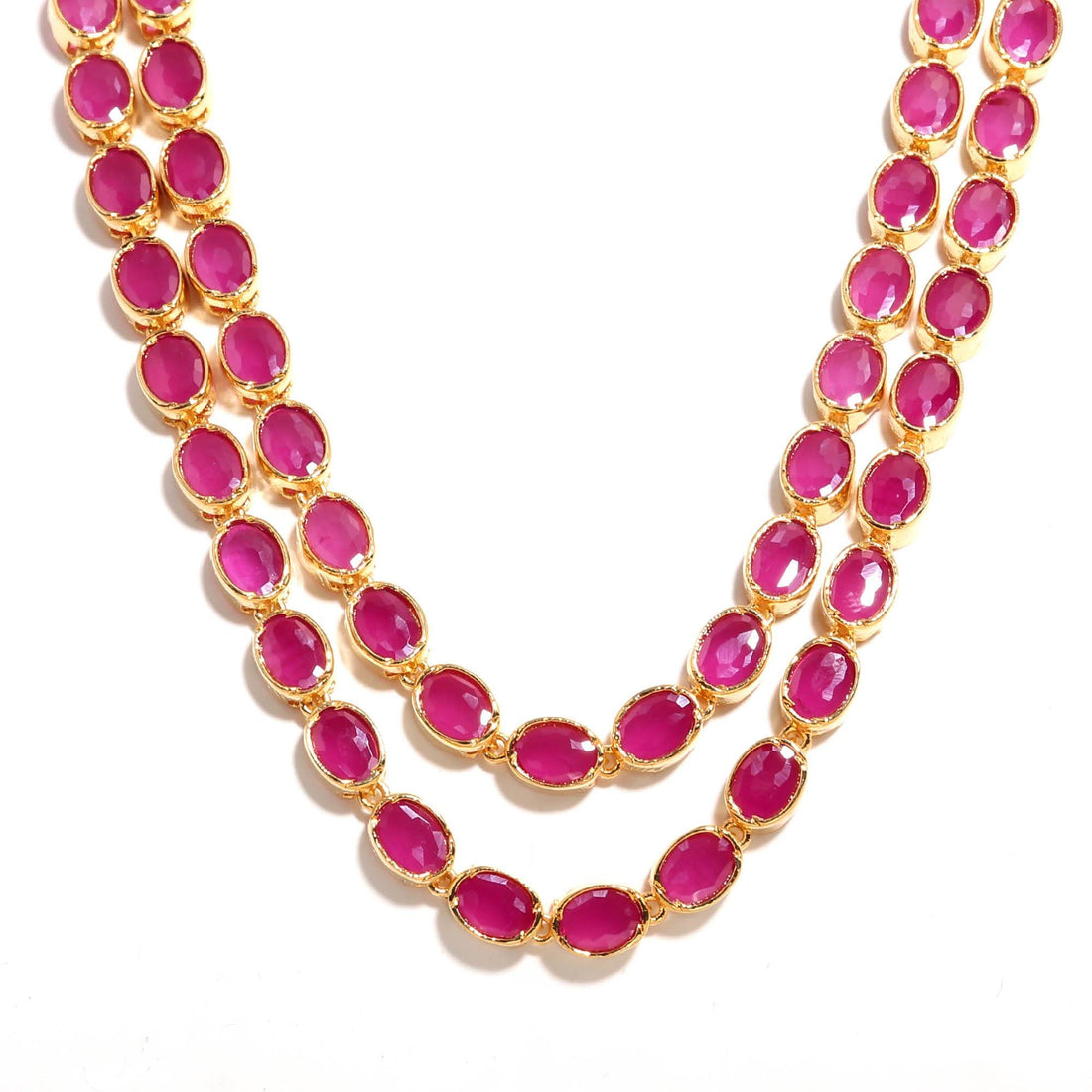 2 Layer Ruby Necklace, Layered Red Gemstone Necklace, 22K Gold Plated Necklace, Dainty Layering Jewelry, July Birthstone Gift for Her — 5