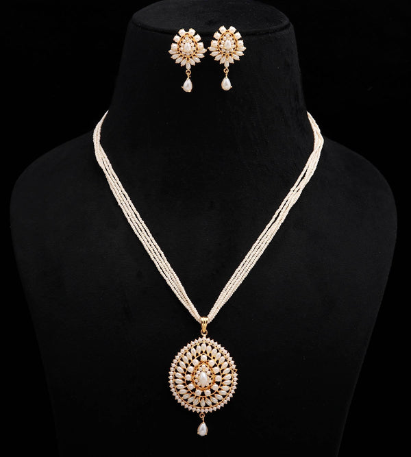 Pearl Long Necklace Set | Kundan Pearl Pendant Jewelry | Multi-Strand Beaded Necklace | Indian Ethnic Bridal Set | Traditional Gift For Her