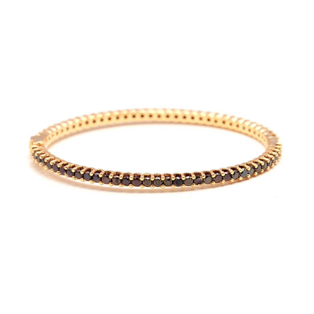 Black Onyx Bangle Bracelet | Elegant Gold-Tone Gemstone Bangle | Gold Plated Black Onyx Bracelet – Minimalist Gemstone Bangle — 3