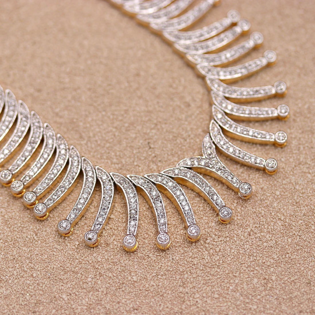 Diamond Look Necklace Set | 22K Gold Plated Brass | CZ Statement Necklace & Earrings | Bridal Wedding Jewelry Set| Gift For Her — 4