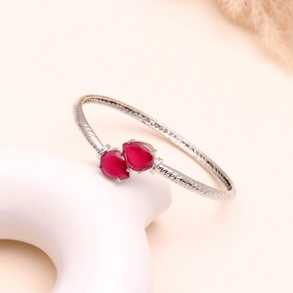 Pear Cut Rubellite Bracelet | Pink Tourmaline Style Adjustable Bangle | 925 Silver Plated Brass Bracelet | Fashion Jewelry | Gift for Her