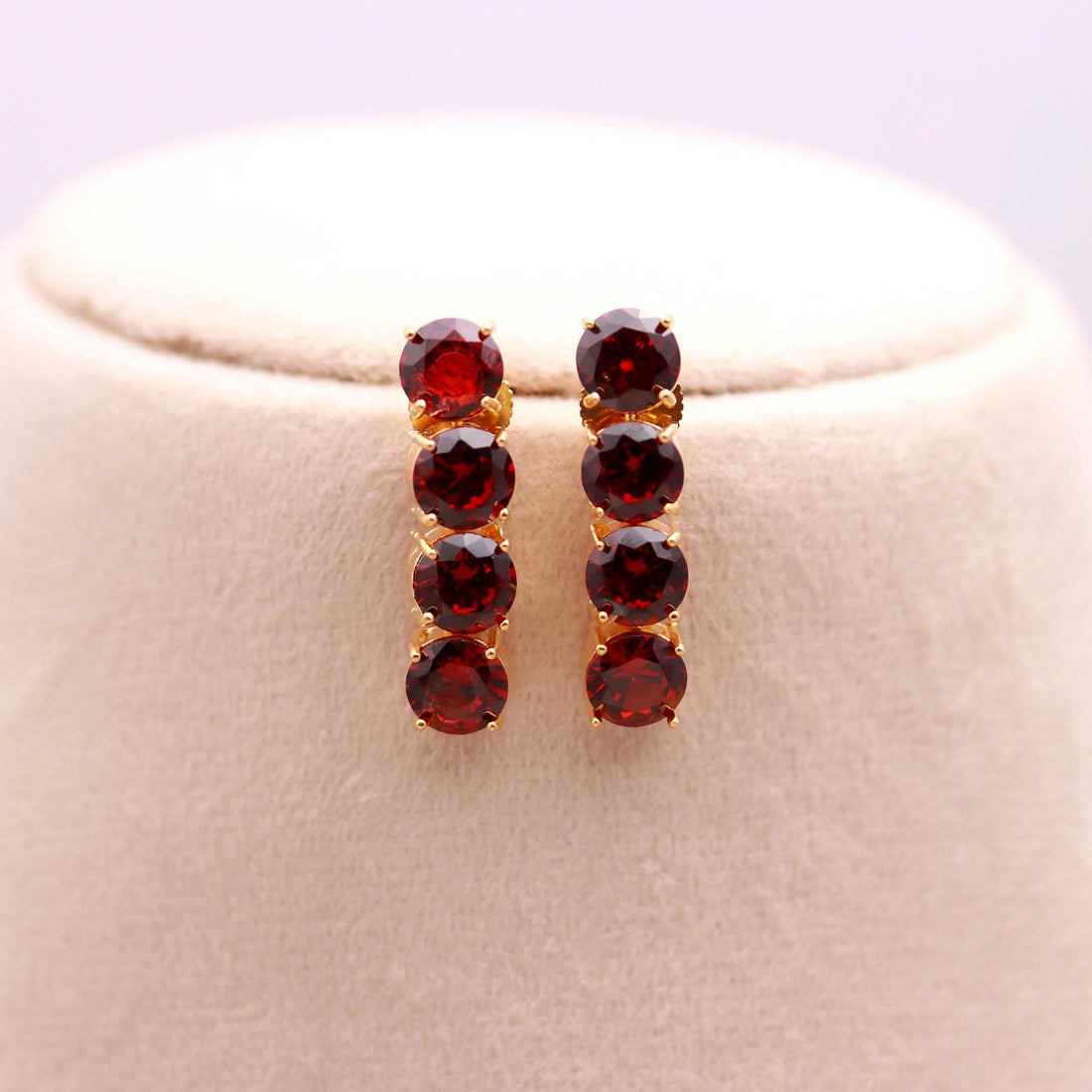 22K Gold Plated Necklace Set with Garnet | Traditional Gemstone Jewelry Set | Elegant Gift for Her | Tennis Necklace — 2