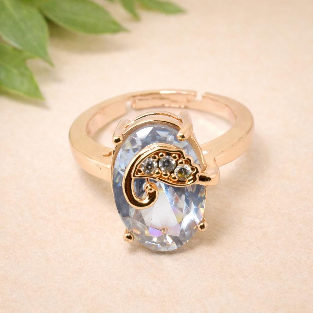 Gold Plated Cushion Moonstone Ring with CZ Diamonds | Statement Cocktail Ring | Bridal Wedding Engagement Ring | Gift for Women — 1