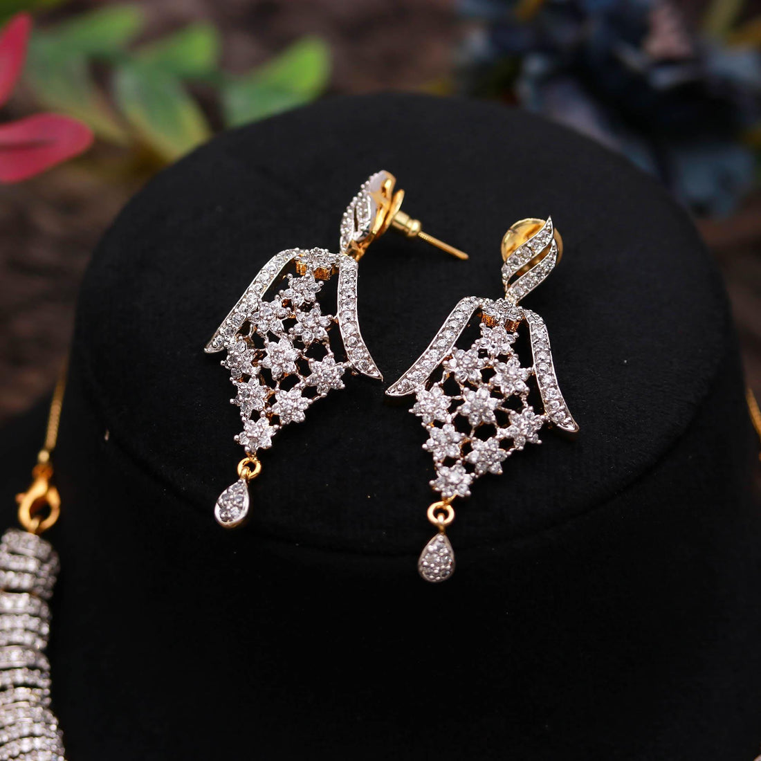 Premium Diamond Look Necklace Set | Luxury CZ Bridal Necklace Earrings | Gold Plated Wedding Jewelry Set | Gift For Her — 2