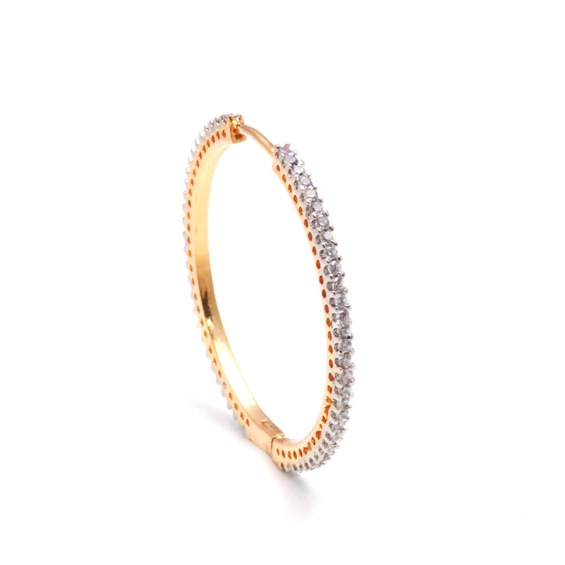 22K Gold Plated CZ Hoop Earrings | Round Stud Hoops | Brass Earrings | Minimalist Gold Jewelry | Party Wear Earrings — 4