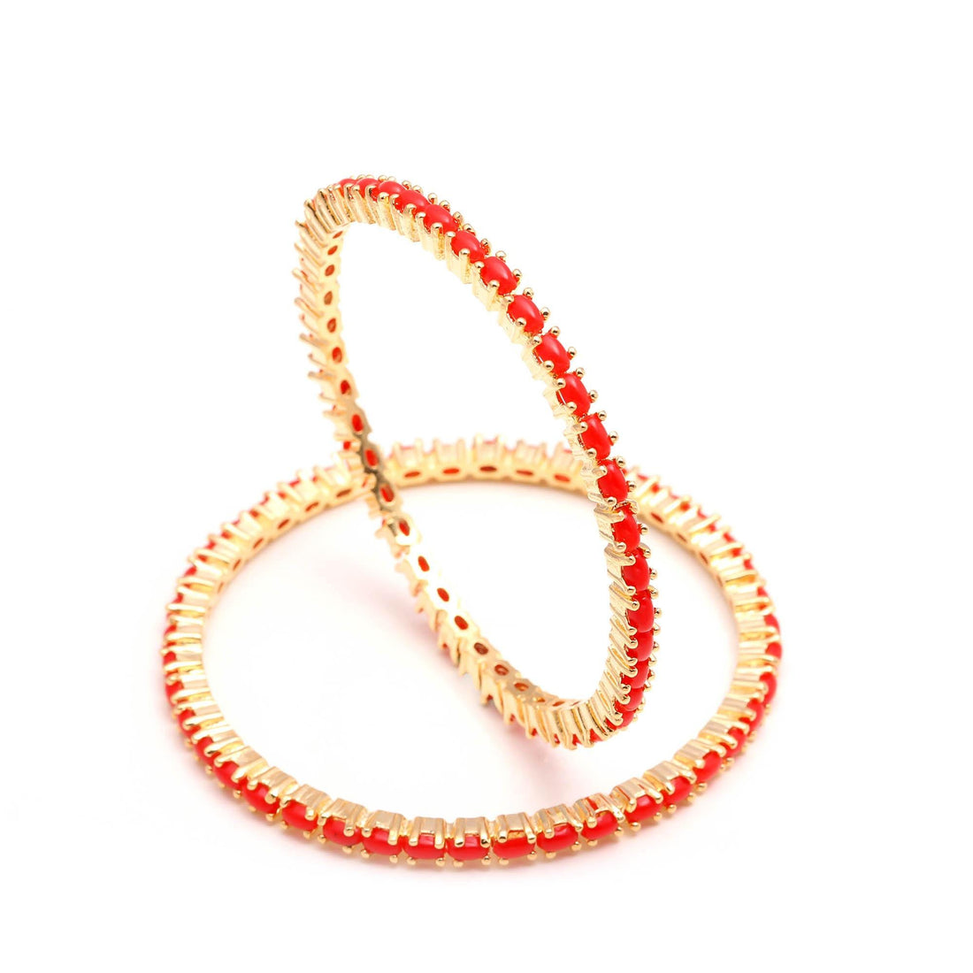 22K Gold Plated Brass Single Line Coral Pearl Bangle | Traditional Bangle | Gift For Her | South Indian Bridal Bangle | Wedding Bangle — 3