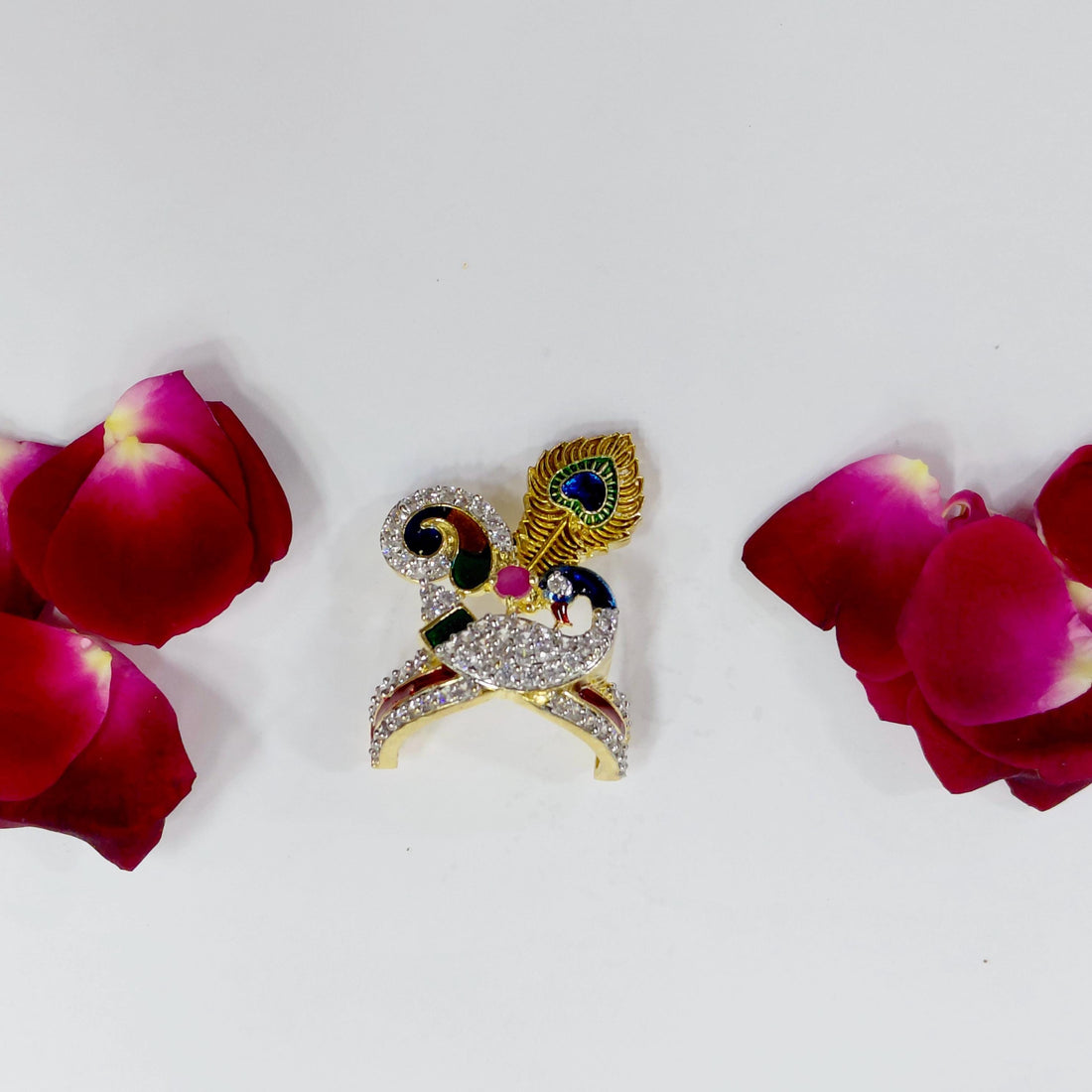 Indian God Crown with Gemstones | Kahana Accessory Mukut | Handmade Mukut Krishna Radha Ornaments — 3