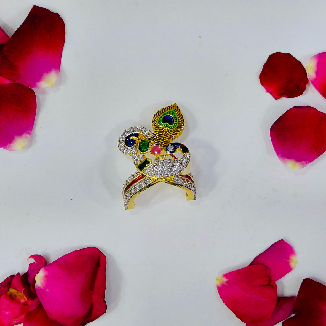 Indian God Crown with Gemstones | Kahana Accessory Mukut | Handmade Mukut Krishna Radha Ornaments — 5
