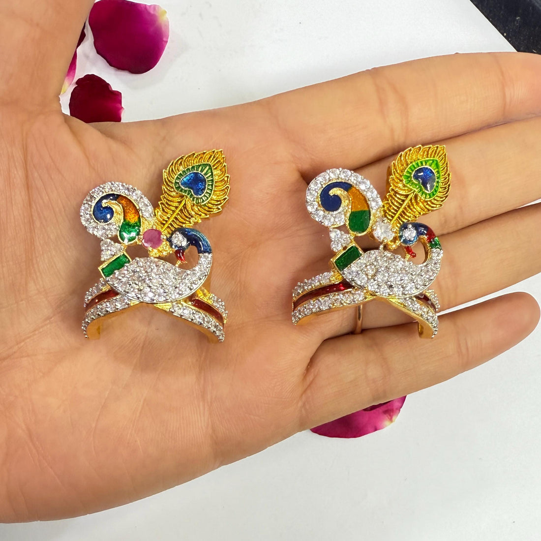 Indian God Crown with Gemstones | Kahana Accessory Mukut | Handmade Mukut Krishna Radha Ornaments — 8