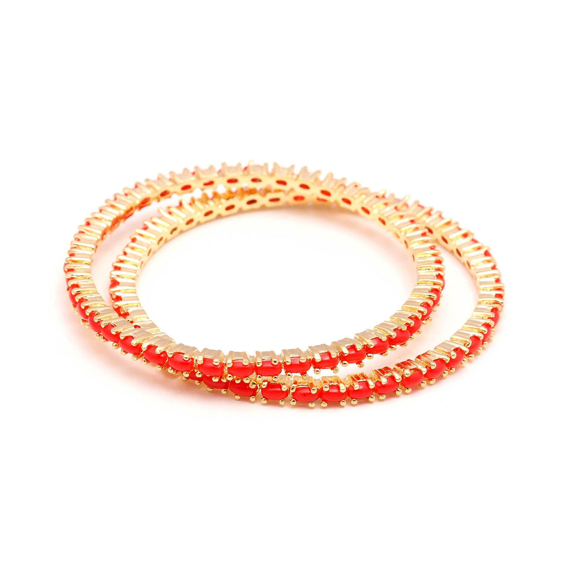 22K Gold Plated Brass Single Line Coral Pearl Bangle | Traditional Bangle | Gift For Her | South Indian Bridal Bangle | Wedding Bangle — 4