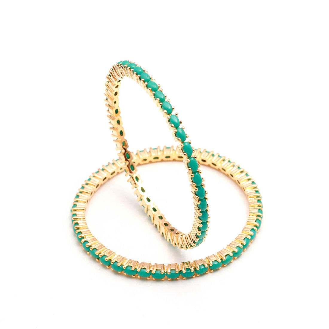 22K Gold Plated Blue Turquoise Pear Shape Bangle | Brass Gemstone Single Line Bangle | South Indian Wedding Jewelry | Bridal Bangle — 4