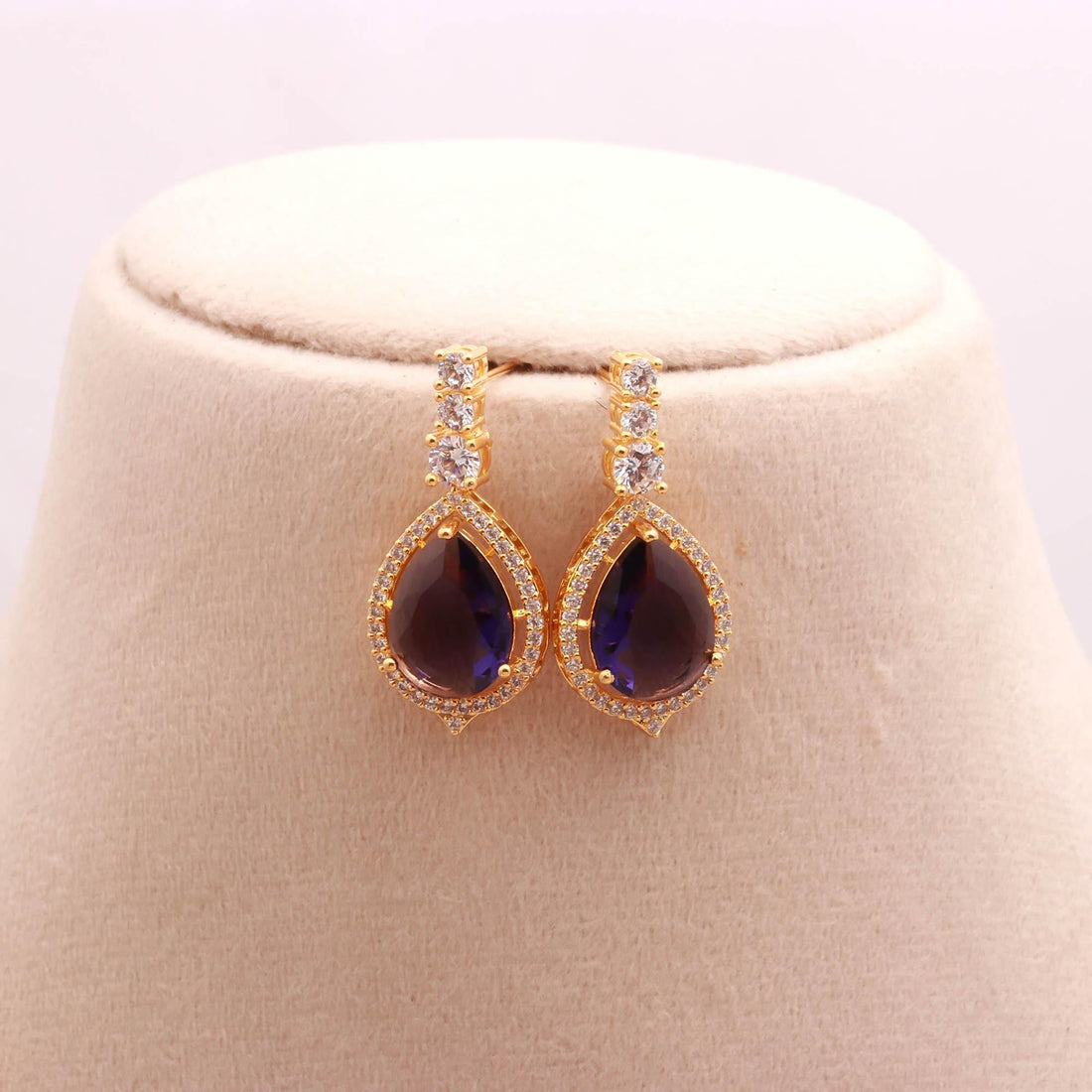 Amethyst Necklace Classic Teardrop African Set | 22K Gold Plated | Wedding Gala party Necklace — 6