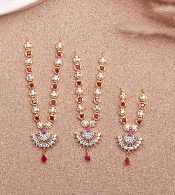 Krishna Ladu Gopal Ruby White Necklace | Ladu Gopal Kanthi Mala | Janmashtami Pooja Temple Decoration | Ladu Gopal Shringar Jewelry