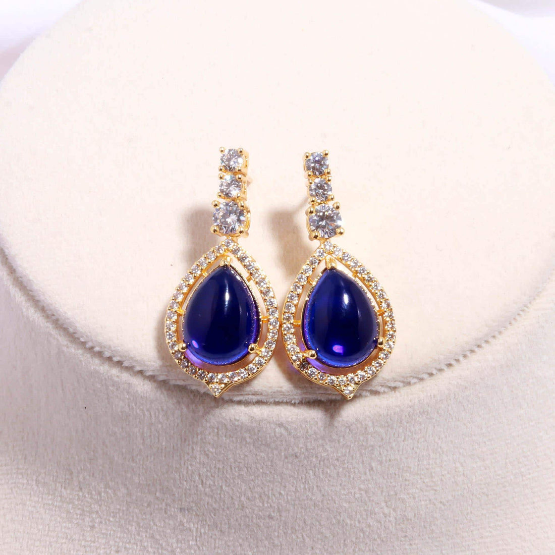Traditional Pear Shaped Necklace Set with Earrings | 22K Gold Plated Bridal Jewelry | Statement Necklace |Party Wear Necklace | Gift for Her — 4