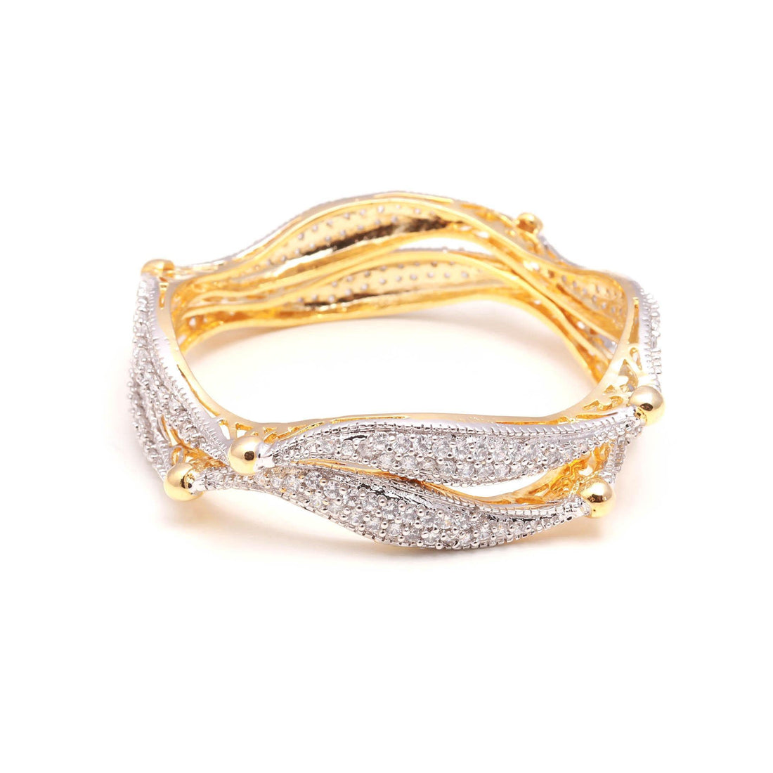 22K Gold Plated Bridal Brass Bangle | CZ American Diamond Bracelet | Traditional Bangle | Indian Wedding Jewelry | Gift for Women — 3