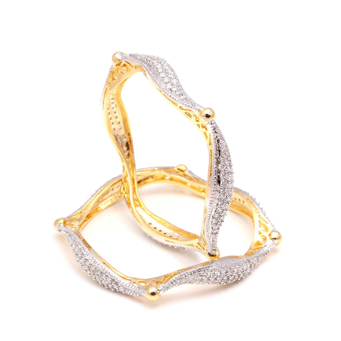 22K Gold Plated Bridal Brass Bangle | CZ American Diamond Bracelet | Traditional Bangle | Indian Wedding Jewelry | Gift for Women — 4