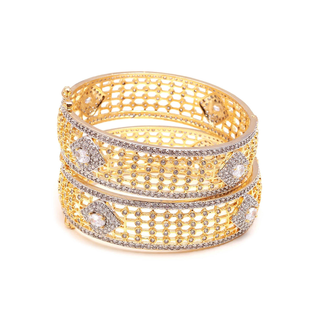 22K Gold Plated CZ Bangle Bracelet | American Diamond Traditional Indian Kada | Bridal Wedding Jewelry | Festive Bangle | Gift for Her — 4