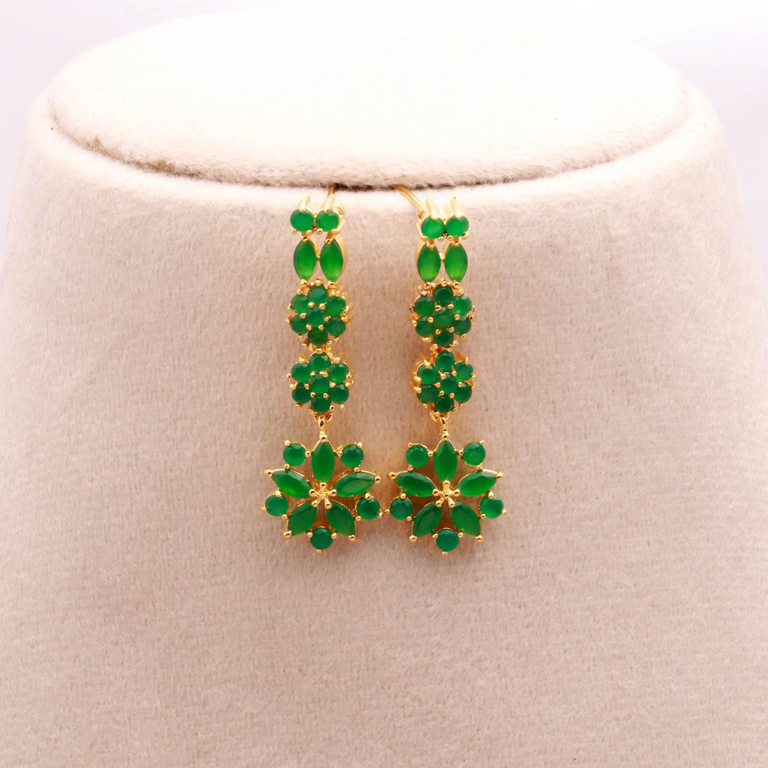 Long Emerald Marquise Bridal Necklace Set | 22K Gold Plated Indian Wedding Necklace | Engagement Necklace | Festive Necklace |Gift For Women — 5