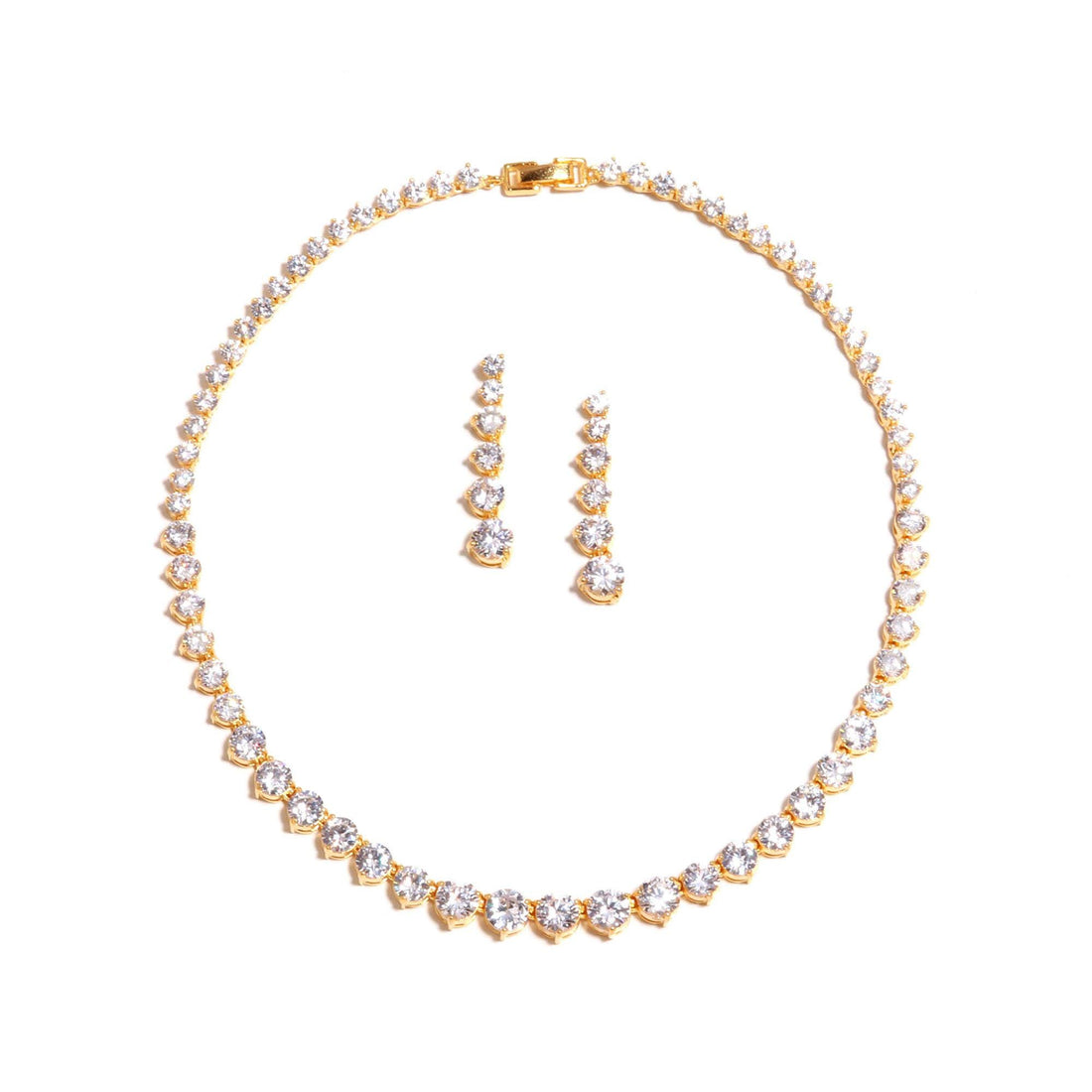 Tennis CZ Diamond Necklace |22K Gold Plated AAA Cubic Zirconia Bridal Necklace | Wedding Jewelry | Gift for Her | South Indian Jewelry — 3