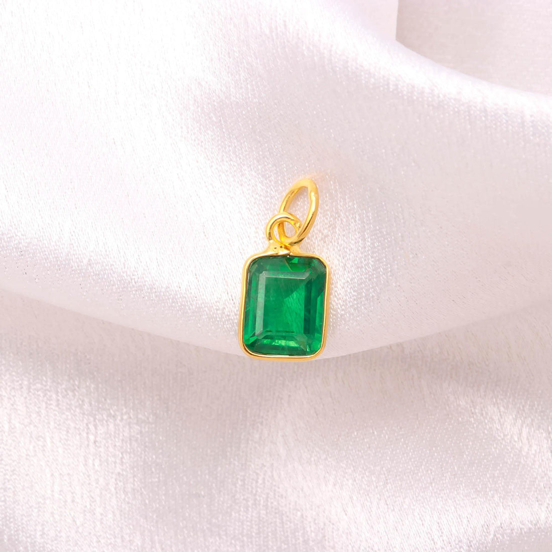Zambian Emerald Octagon 12K Solid Gold Pendant, 5.81 ct Green Zambian Emerald Charm, 9x15mm Step Cut Handmade Pendant, Gift for her — 4