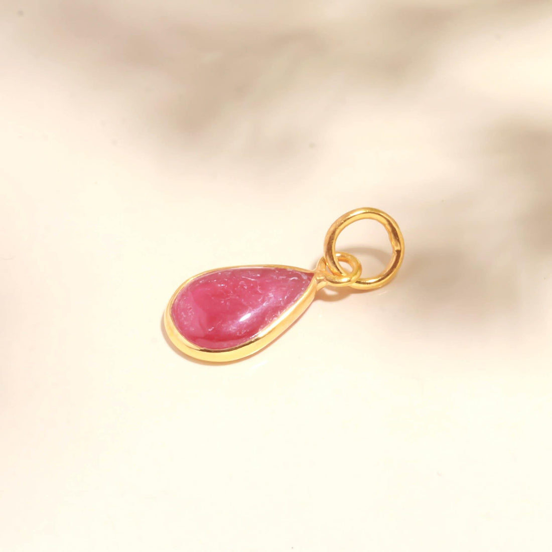 Pear Shape Ruby Charm Pendant | 14K Gold Bezel Set Cabochon | Ethnic Pendant | Vintage Pendant | Gift For Mom | Small Charm — 6