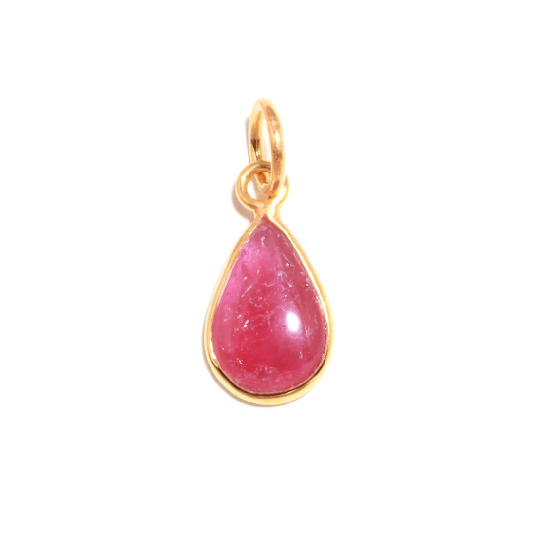 Pear Shape Ruby Charm Pendant | 14K Gold Bezel Set Cabochon | Ethnic Pendant | Vintage Pendant | Gift For Mom | Small Charm — 5