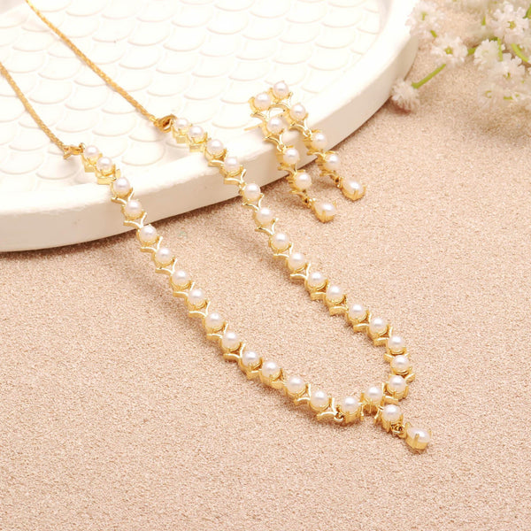 Elegant Brass Pearl Necklace Set | 22K Gold Plated Round Necklace | Bridal Necklace | Traditional Necklace | Ethnic Necklace | Gift For Her